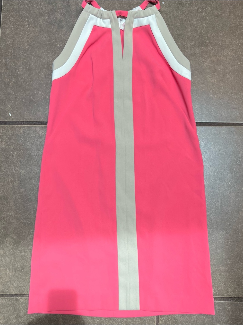 Ann Taylor Factory Pink Halter Shift Dress with Cream and White Trim